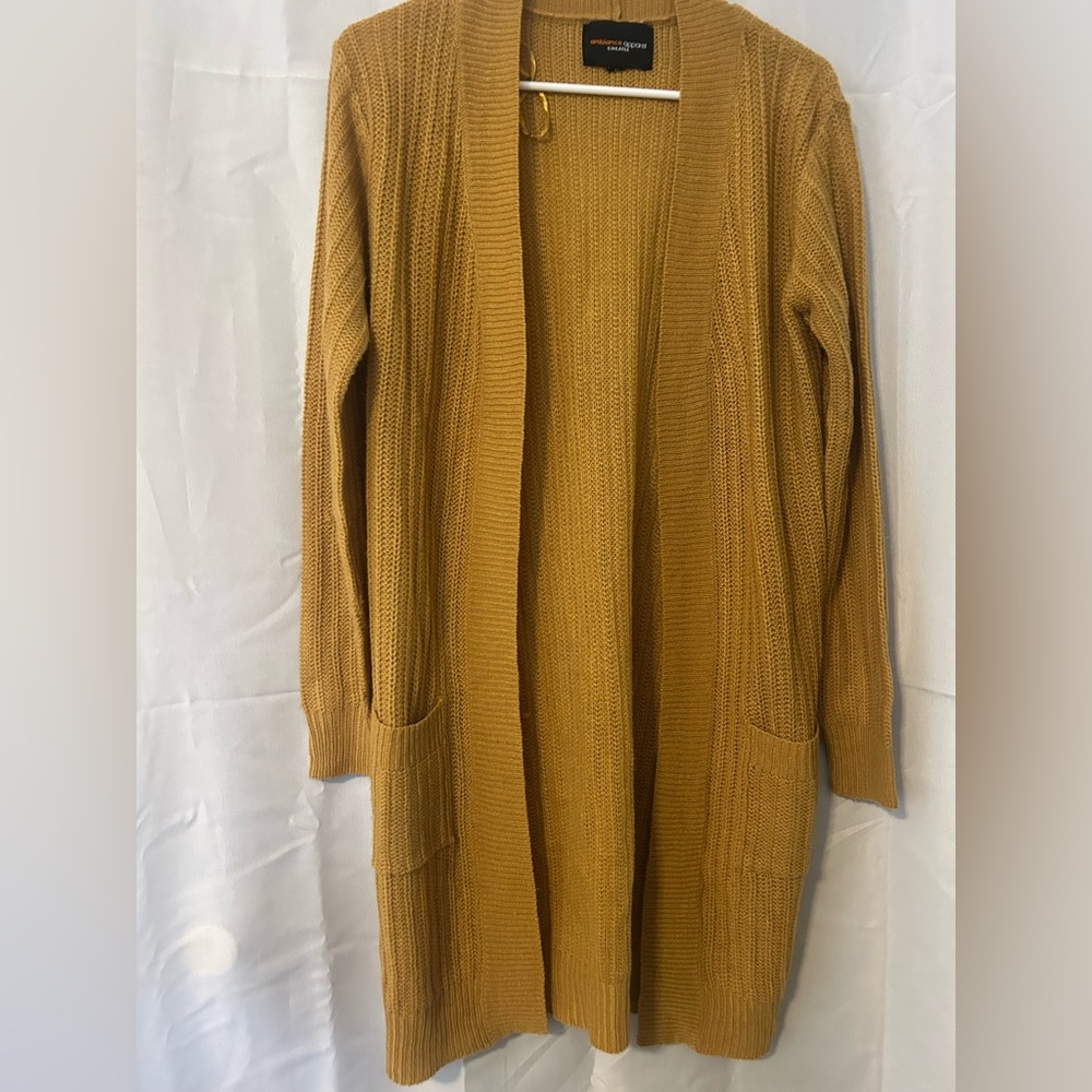 Ambiance Mustard Open-Front Cardigan